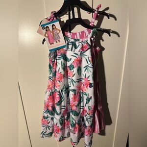 NWT Tommy Bahama 2 Pack Girls Dresses Floral & Pink/White Stripped Size 4T